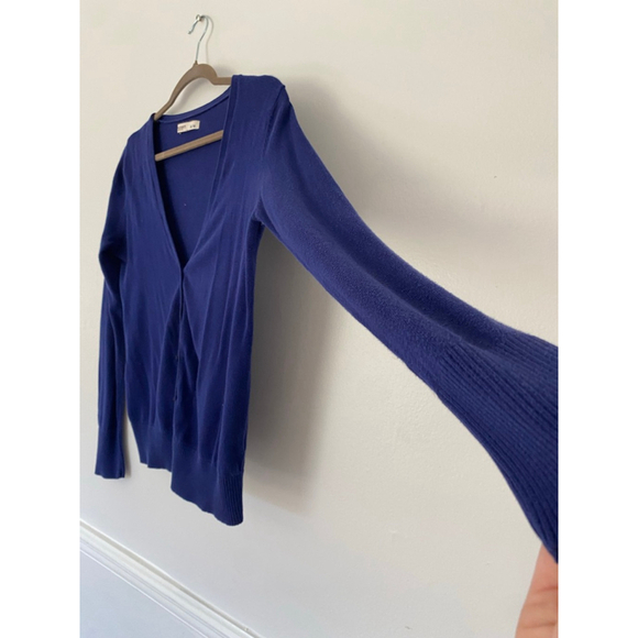 Old Navy Button Up Cardigan Deep Blue V Neck Cotton M Classic Preppy Academia - Picture 5 of 9